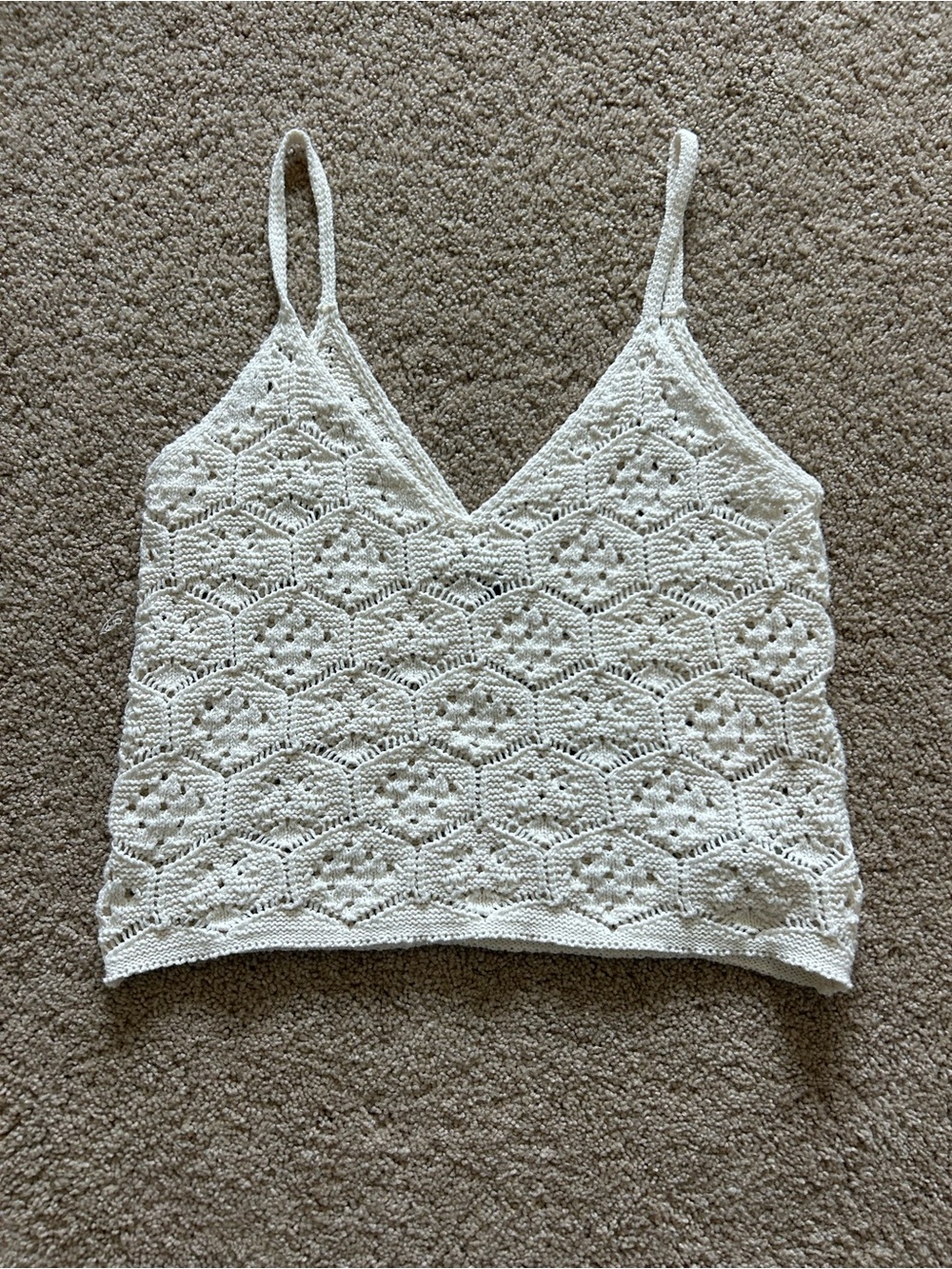American Eagle Outfitters Cream Crochet V-Neck Camisole